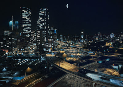 Screenshot en mode photo d'une ville la nuit dans GTAV par le rat graphiste